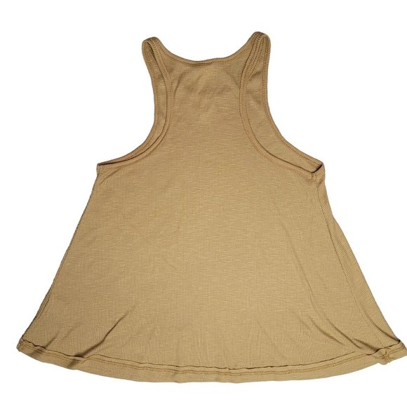 free people brown tan made in USA ribbed tank top size small - Picture 2 of 3